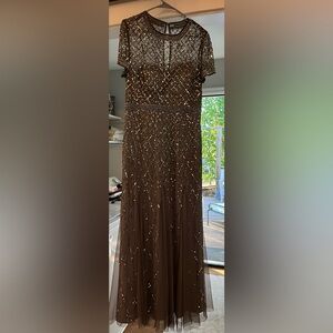 - Adrianna Papell Beaded Formal Dress Size 12 color Lead. Worn once